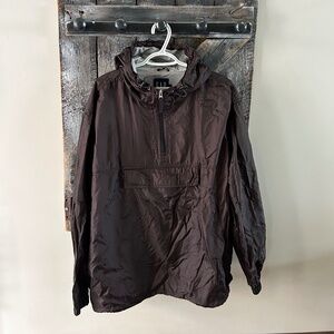 Men's GAP Light Weight Half Zipper Jacket w/Front Pouch Pocket & Hood Brown